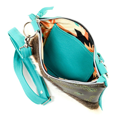 Patsy - Tricolor w/ Sepia Feathers-Patsy-Western-Cowhide-Bags-Handmade-Products-Gifts-Dancing Cactus Designs