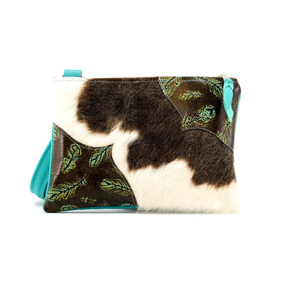 Patsy - Tricolor w/ Sepia Feathers-Patsy-Western-Cowhide-Bags-Handmade-Products-Gifts-Dancing Cactus Designs