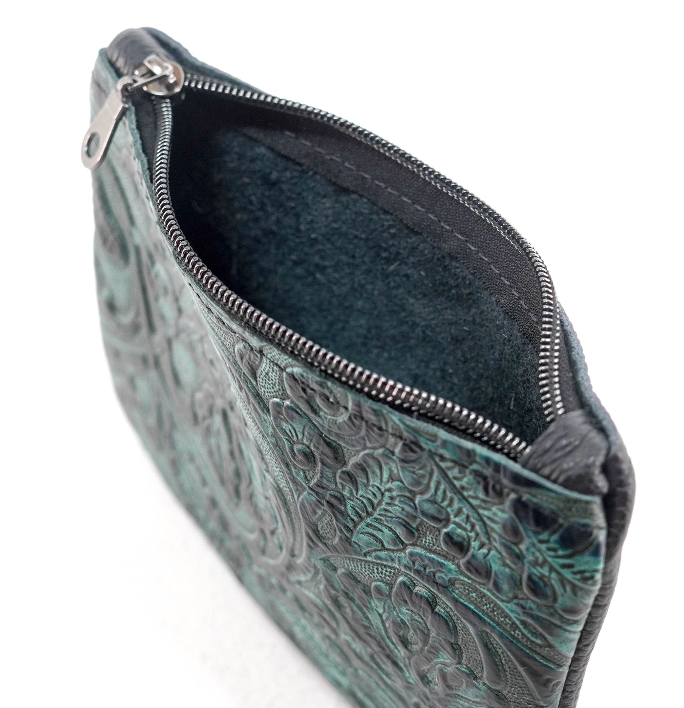 Purse Organizer - All Embossed w/ Indigo Tool-Purse Organizer-Western-Cowhide-Bags-Handmade-Products-Gifts-Dancing Cactus Designs