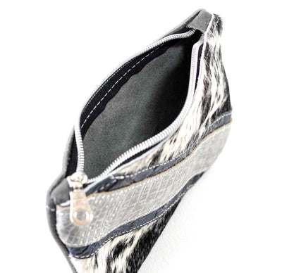 Purse Organizer - Black & White w/ Sterling Croc-Purse Organizer-Western-Cowhide-Bags-Handmade-Products-Gifts-Dancing Cactus Designs