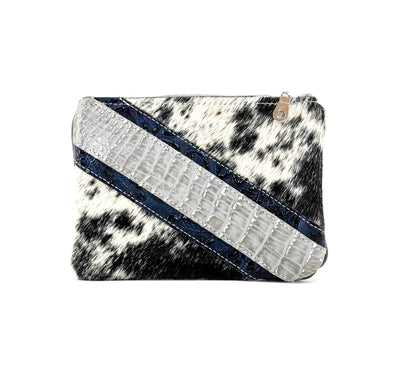 Purse Organizer - Black & White w/ Sterling Croc-Purse Organizer-Western-Cowhide-Bags-Handmade-Products-Gifts-Dancing Cactus Designs
