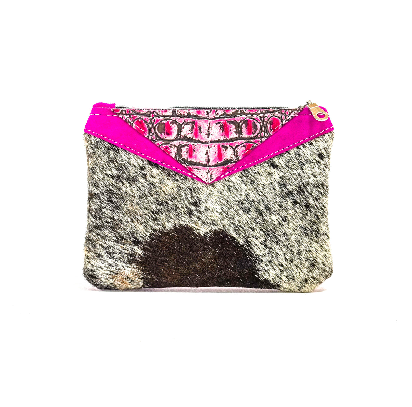 Purse Organizer - Chocolate & White w/ Pink Croc-Purse Organizer-Western-Cowhide-Bags-Handmade-Products-Gifts-Dancing Cactus Designs