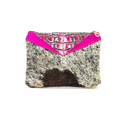 Purse Organizer - Chocolate & White w/ Pink Croc-Purse Organizer-Western-Cowhide-Bags-Handmade-Products-Gifts-Dancing Cactus Designs