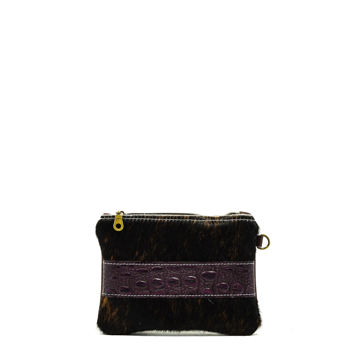 Purse Organizer - Dark Brindle w/ Amethyst Croc-Purse Organizer-Western-Cowhide-Bags-Handmade-Products-Gifts-Dancing Cactus Designs