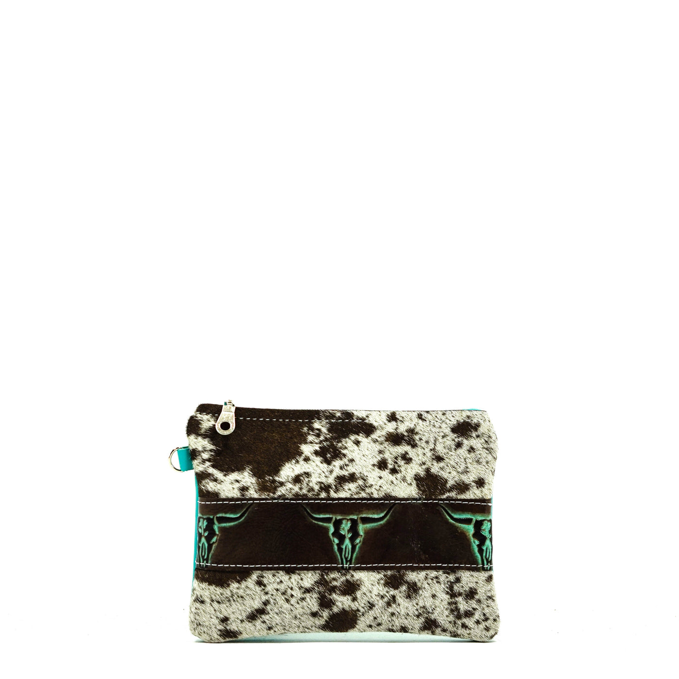 Purse Organizer - Dark Chocolate & White w/ Mint Chocolate Skulls-Purse Organizer-Western-Cowhide-Bags-Handmade-Products-Gifts-Dancing Cactus Designs