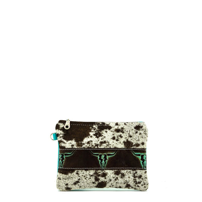 Purse Organizer - Dark Chocolate & White w/ Mint Chocolate Skulls-Purse Organizer-Western-Cowhide-Bags-Handmade-Products-Gifts-Dancing Cactus Designs