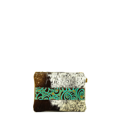 Purse Organizer - Exotic Brindle w/ Turquoise Caracole-Purse Organizer-Western-Cowhide-Bags-Handmade-Products-Gifts-Dancing Cactus Designs