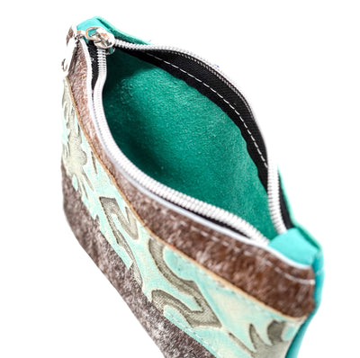 Purse Organizer - Longhorn w/ Mint Laredo-Purse Organizer-Western-Cowhide-Bags-Handmade-Products-Gifts-Dancing Cactus Designs