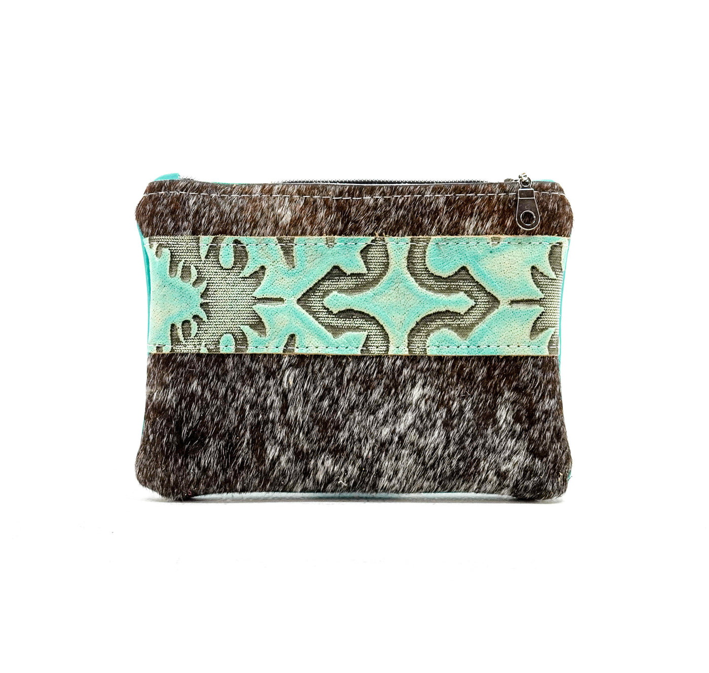 Purse Organizer - Longhorn w/ Mint Laredo-Purse Organizer-Western-Cowhide-Bags-Handmade-Products-Gifts-Dancing Cactus Designs