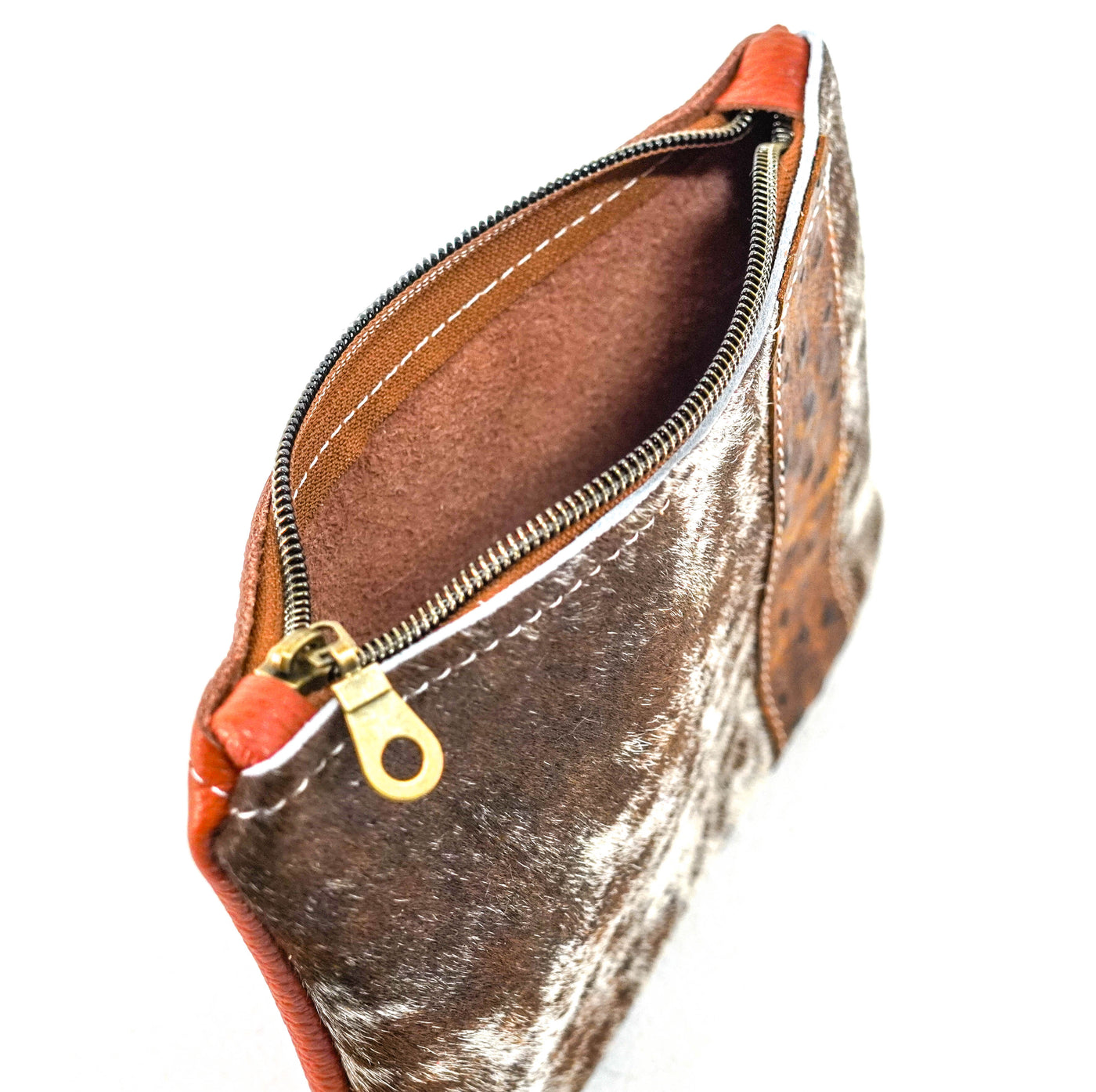Purse Organizer - Longhorn w/ Ostrich-Purse Organizer-Western-Cowhide-Bags-Handmade-Products-Gifts-Dancing Cactus Designs