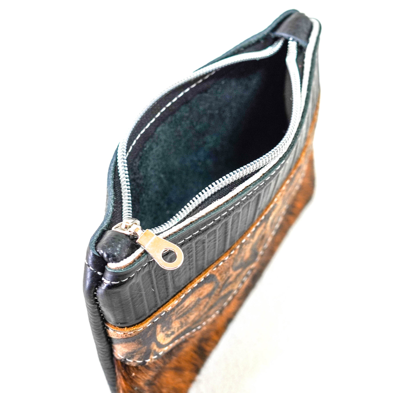 Purse Organizer - Red Brindle w/ Deadwood Roses-Purse Organizer-Western-Cowhide-Bags-Handmade-Products-Gifts-Dancing Cactus Designs