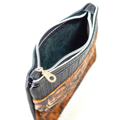Purse Organizer - Red Brindle w/ Deadwood Roses-Purse Organizer-Western-Cowhide-Bags-Handmade-Products-Gifts-Dancing Cactus Designs