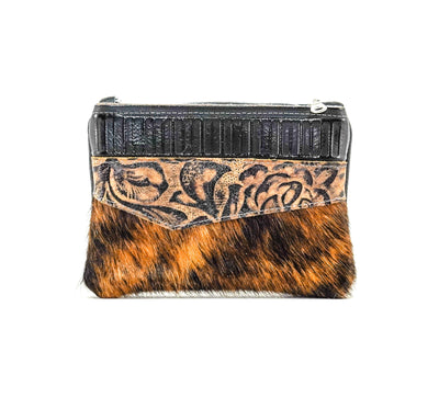 Purse Organizer - Red Brindle w/ Deadwood Roses-Purse Organizer-Western-Cowhide-Bags-Handmade-Products-Gifts-Dancing Cactus Designs