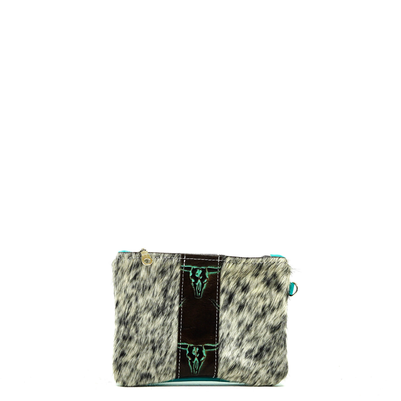 Purse Organizer - Salt & Pepper w/ Mint Chocolate Skulls-Purse Organizer-Western-Cowhide-Bags-Handmade-Products-Gifts-Dancing Cactus Designs