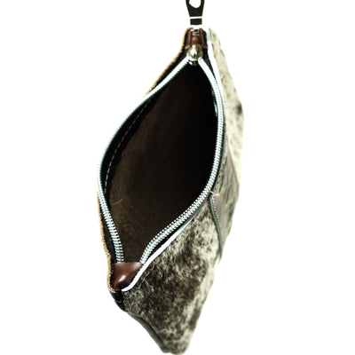 Purse Organizer - Salt & Pepper w/ Turquoise Navajo-Purse Organizer-Western-Cowhide-Bags-Handmade-Products-Gifts-Dancing Cactus Designs
