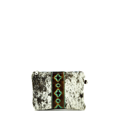 Purse Organizer - Salt & Pepper w/ Turquoise Navajo-Purse Organizer-Western-Cowhide-Bags-Handmade-Products-Gifts-Dancing Cactus Designs