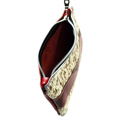 Purse Organizer - Speckled Longhorn w/ Burgundy Skulls-Purse Organizer-Western-Cowhide-Bags-Handmade-Products-Gifts-Dancing Cactus Designs