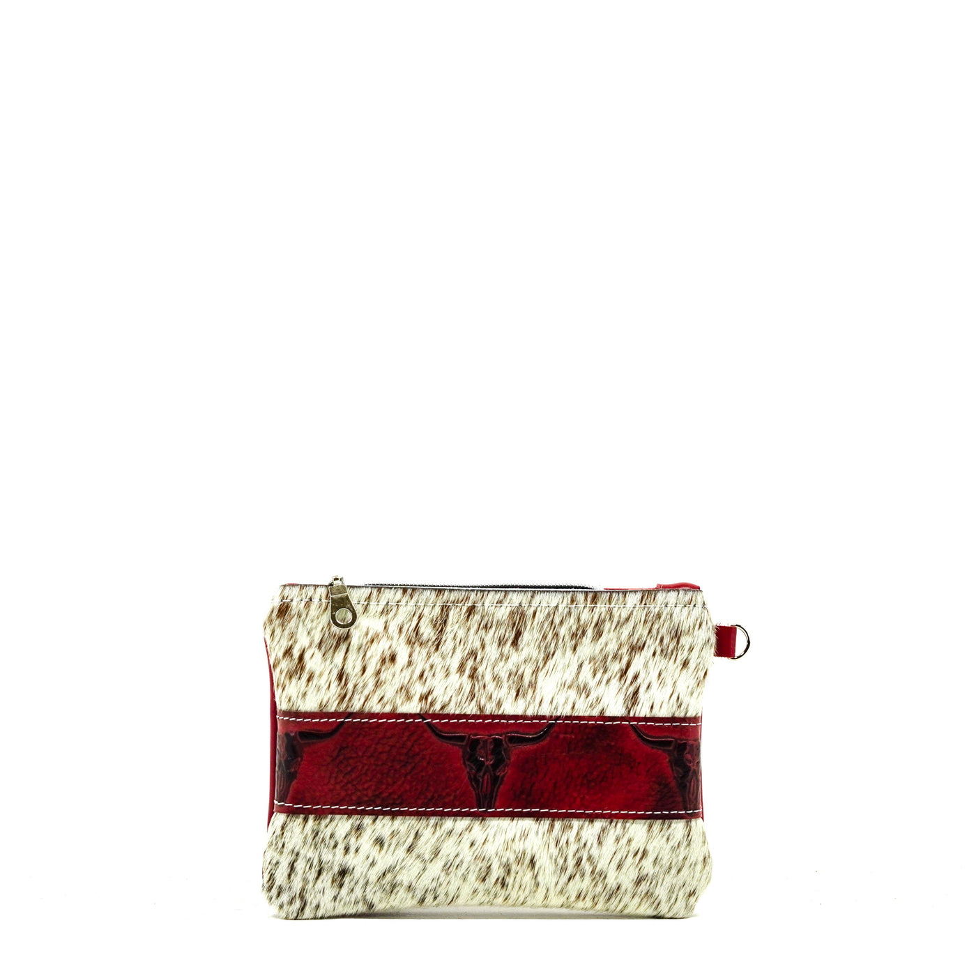 Purse Organizer - Speckled Longhorn w/ Burgundy Skulls-Purse Organizer-Western-Cowhide-Bags-Handmade-Products-Gifts-Dancing Cactus Designs
