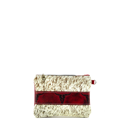 Purse Organizer - Speckled Longhorn w/ Burgundy Skulls-Purse Organizer-Western-Cowhide-Bags-Handmade-Products-Gifts-Dancing Cactus Designs
