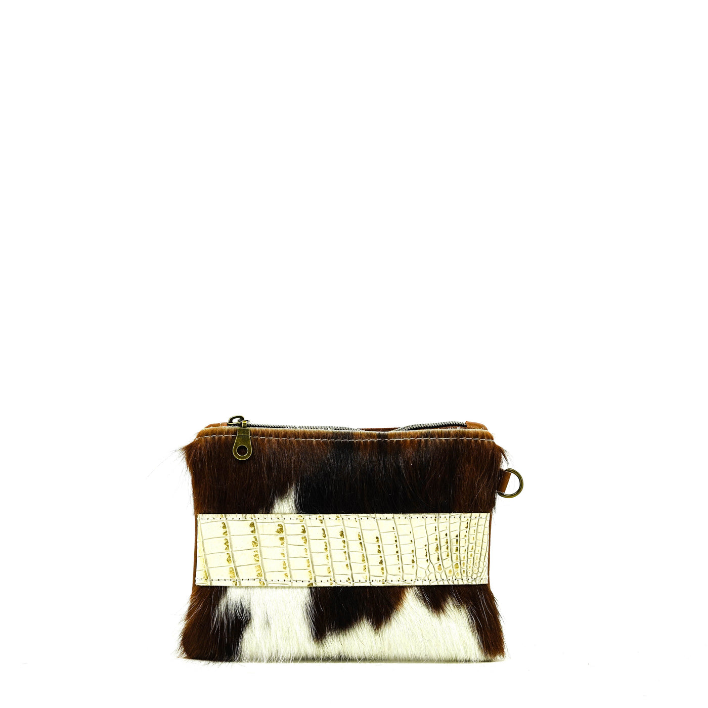 Purse Organizer - Tricolor w/ Ivory Croc-Purse Organizer-Western-Cowhide-Bags-Handmade-Products-Gifts-Dancing Cactus Designs