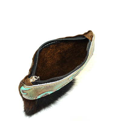 Purse Organizer - Tricolor w/ Turquoise Brands-Purse Organizer-Western-Cowhide-Bags-Handmade-Products-Gifts-Dancing Cactus Designs