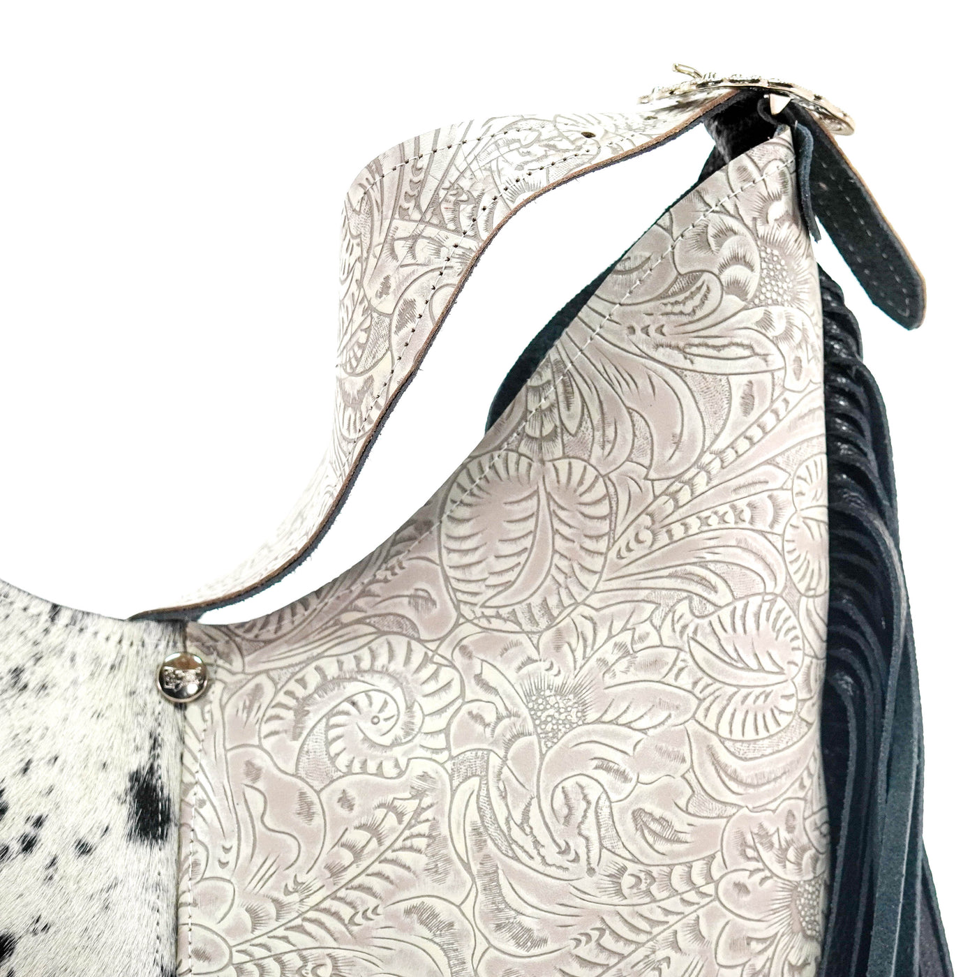 Reba - Black & White w/ Bone Dallas Tool-Reba-Western-Cowhide-Bags-Handmade-Products-Gifts-Dancing Cactus Designs