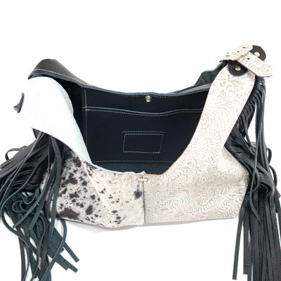 Reba - Black & White w/ Bone Dallas Tool-Reba-Western-Cowhide-Bags-Handmade-Products-Gifts-Dancing Cactus Designs