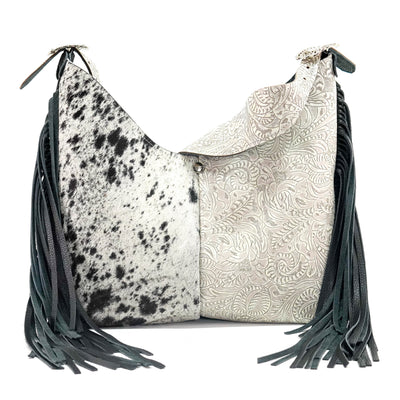 Reba - Black & White w/ Bone Dallas Tool-Reba-Western-Cowhide-Bags-Handmade-Products-Gifts-Dancing Cactus Designs