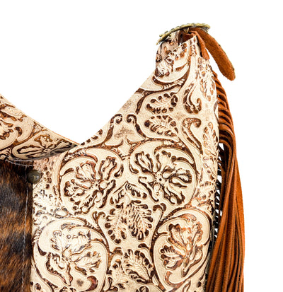 Reba - Brindle w/ Gold Ivory Tool-Reba-Western-Cowhide-Bags-Handmade-Products-Gifts-Dancing Cactus Designs