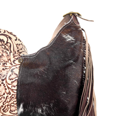 Reba - Chocolate & White w/ Ivory tool-Reba-Western-Cowhide-Bags-Handmade-Products-Gifts-Dancing Cactus Designs