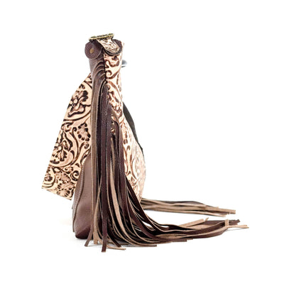 Reba - Chocolate & White w/ Ivory tool-Reba-Western-Cowhide-Bags-Handmade-Products-Gifts-Dancing Cactus Designs