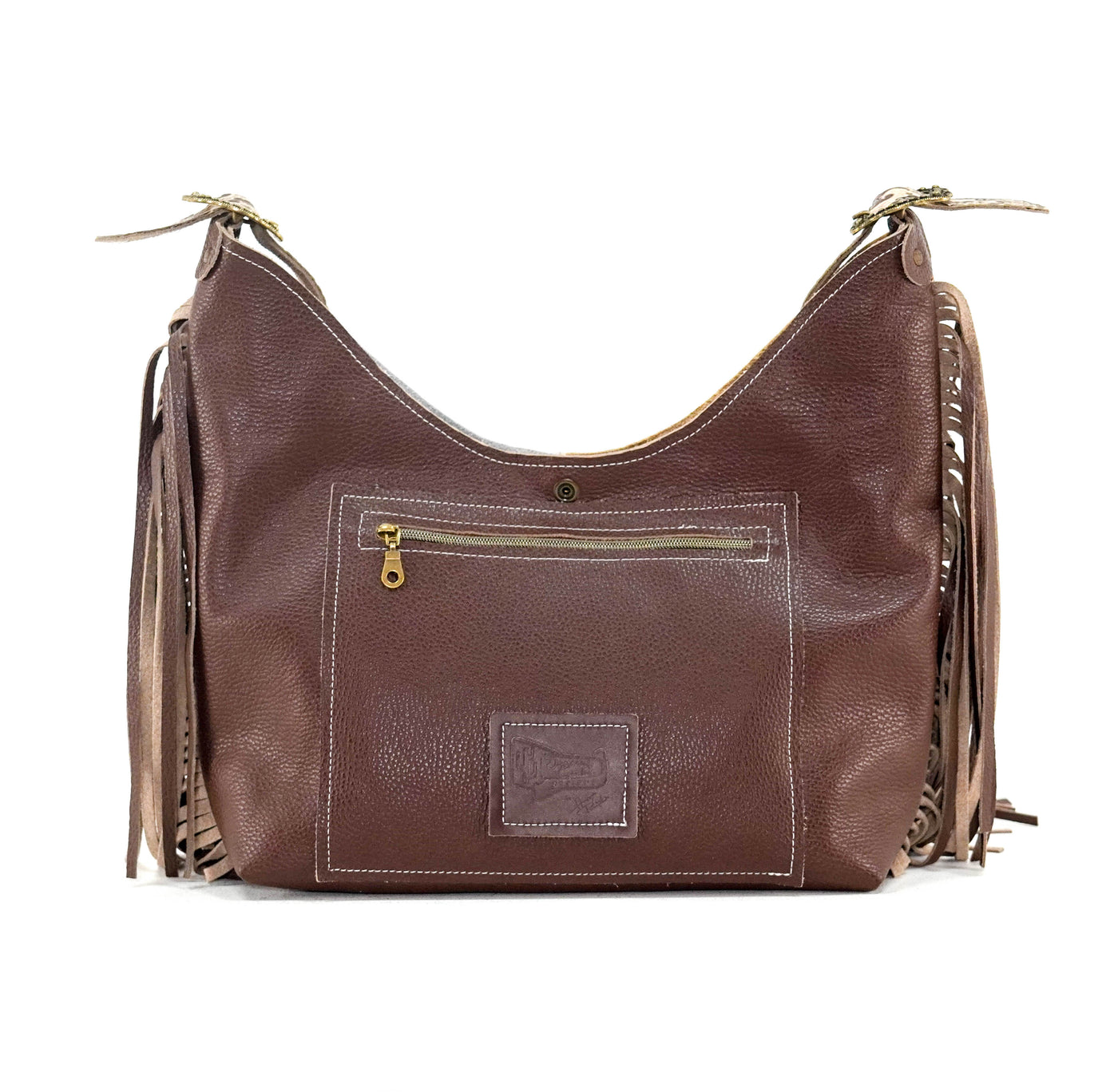 Reba - Chocolate & White w/ Ivory tool-Reba-Western-Cowhide-Bags-Handmade-Products-Gifts-Dancing Cactus Designs