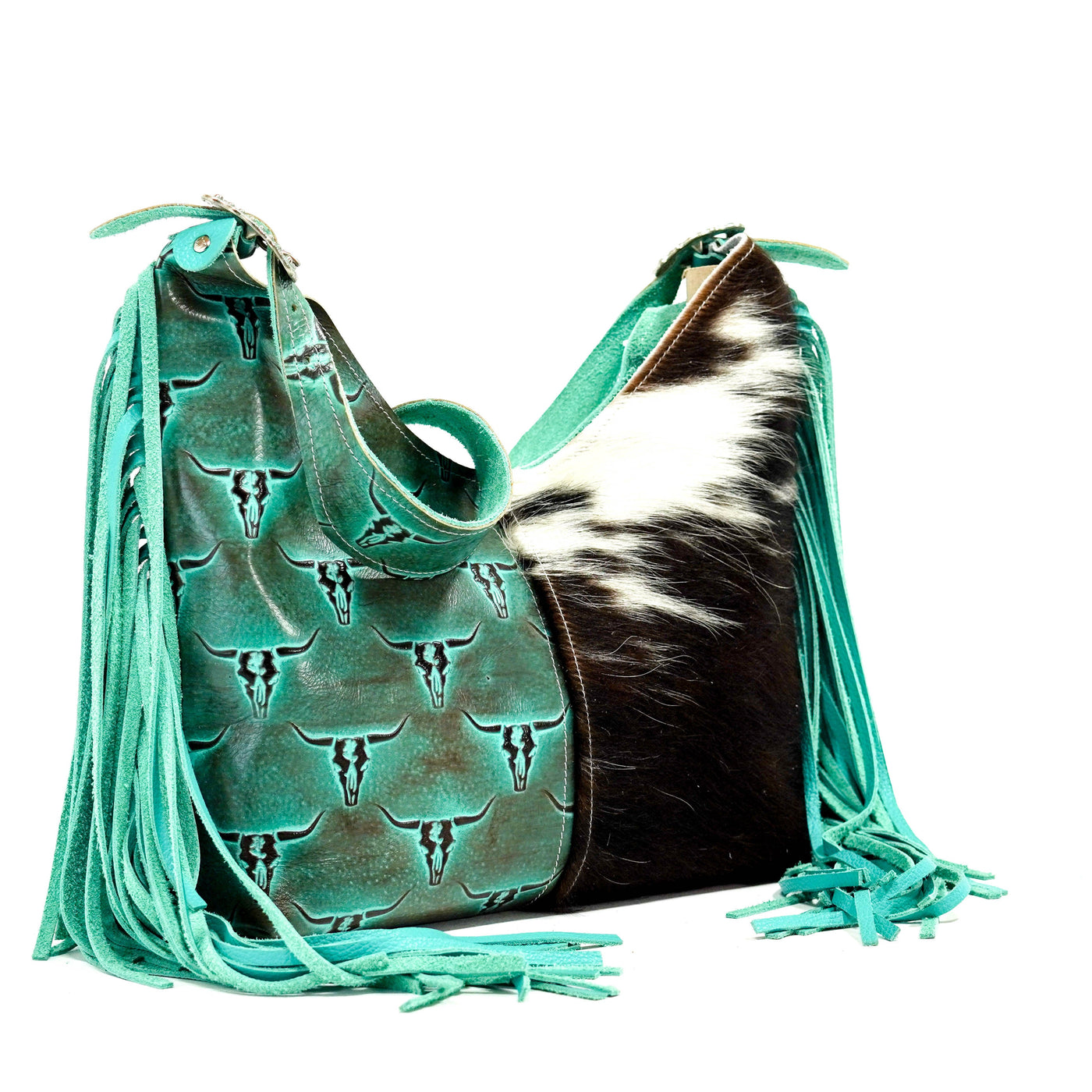 Reba - Tricolor w/ Royston Skulls-Reba-Western-Cowhide-Bags-Handmade-Products-Gifts-Dancing Cactus Designs