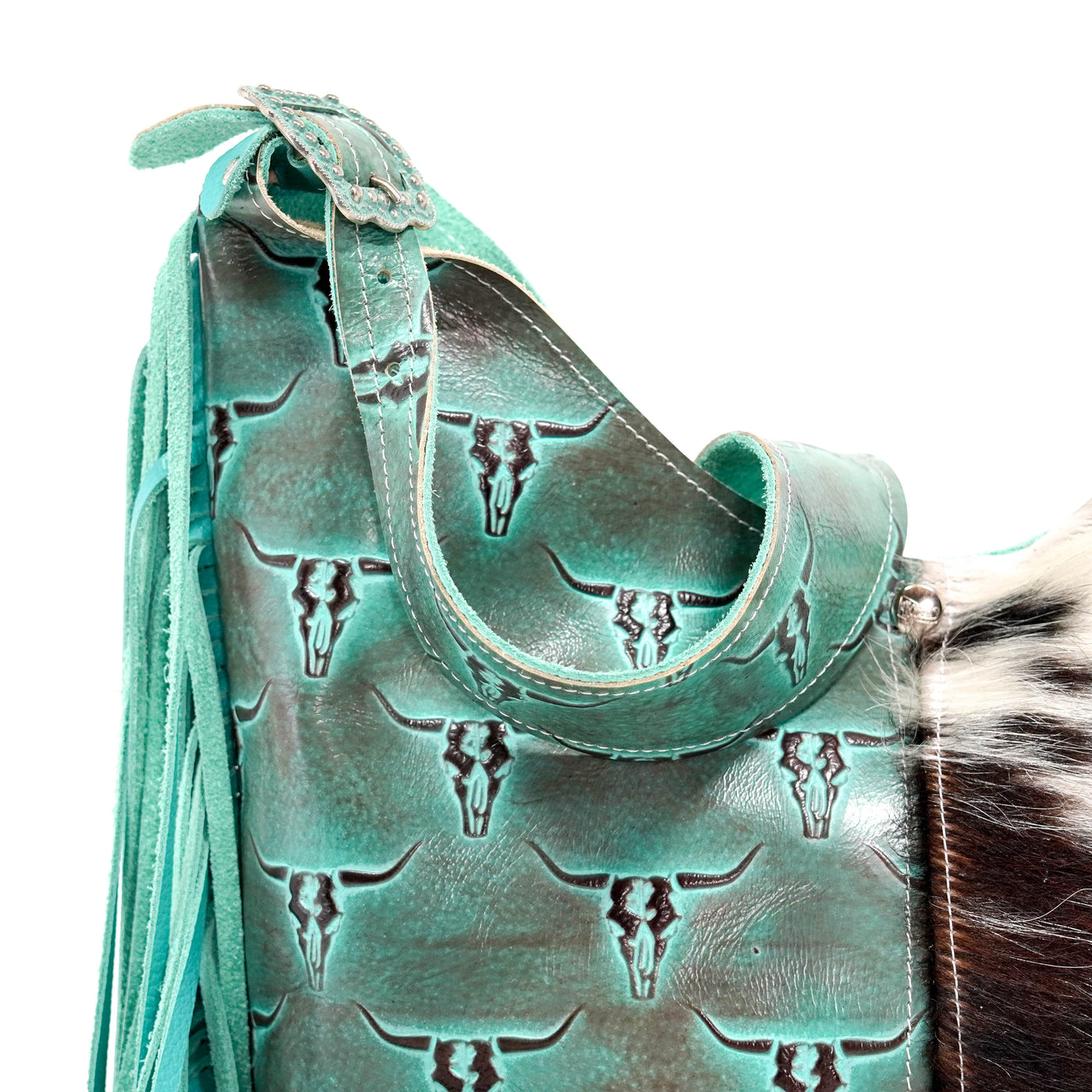 Reba - Tricolor w/ Royston Skulls-Reba-Western-Cowhide-Bags-Handmade-Products-Gifts-Dancing Cactus Designs