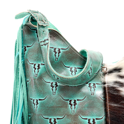 Reba - Tricolor w/ Royston Skulls-Reba-Western-Cowhide-Bags-Handmade-Products-Gifts-Dancing Cactus Designs