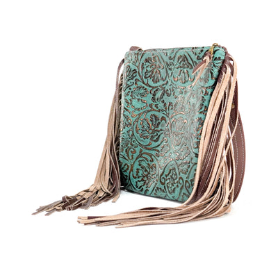 Shania - All Embossed w/ Lagoon tool-Shania-Western-Cowhide-Bags-Handmade-Products-Gifts-Dancing Cactus Designs