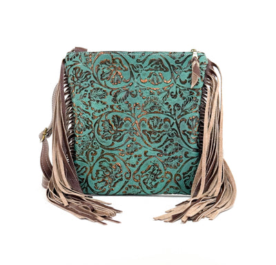 Shania - All Embossed w/ Lagoon tool-Shania-Western-Cowhide-Bags-Handmade-Products-Gifts-Dancing Cactus Designs