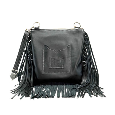 Shania - Black & White w/ Silver tool-Shania-Western-Cowhide-Bags-Handmade-Products-Gifts-Dancing Cactus Designs