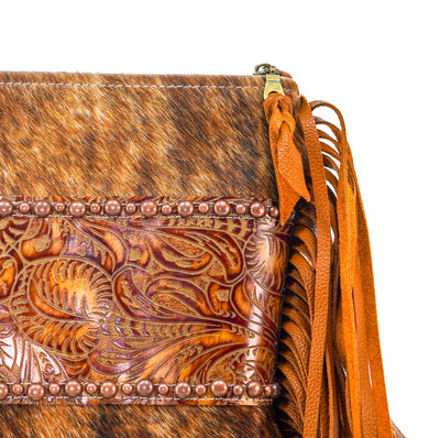 Shania - Brindle w/ Brandy Tool-Shania-Western-Cowhide-Bags-Handmade-Products-Gifts-Dancing Cactus Designs