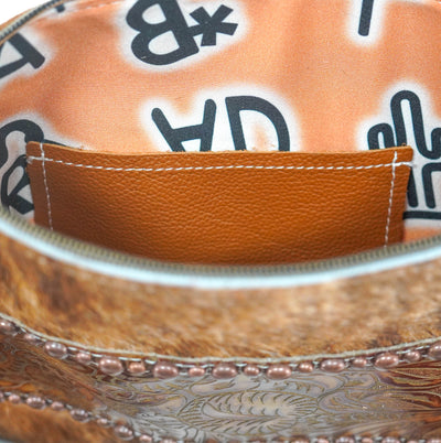 Shania - Brindle w/ Brandy Tool-Shania-Western-Cowhide-Bags-Handmade-Products-Gifts-Dancing Cactus Designs