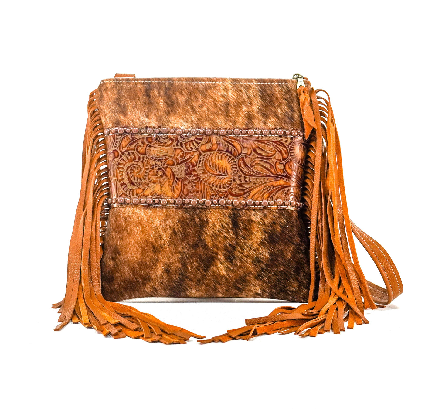 Shania - Brindle w/ Brandy Tool-Shania-Western-Cowhide-Bags-Handmade-Products-Gifts-Dancing Cactus Designs