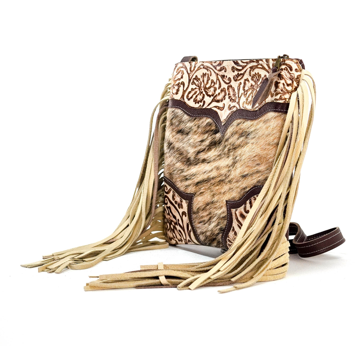 Shania - Brindle w/ Gold Ivory tool-Shania-Western-Cowhide-Bags-Handmade-Products-Gifts-Dancing Cactus Designs