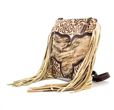 Shania - Brindle w/ Gold Ivory tool-Shania-Western-Cowhide-Bags-Handmade-Products-Gifts-Dancing Cactus Designs