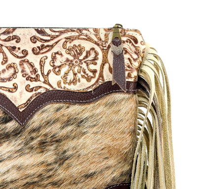 Shania - Brindle w/ Gold Ivory tool-Shania-Western-Cowhide-Bags-Handmade-Products-Gifts-Dancing Cactus Designs