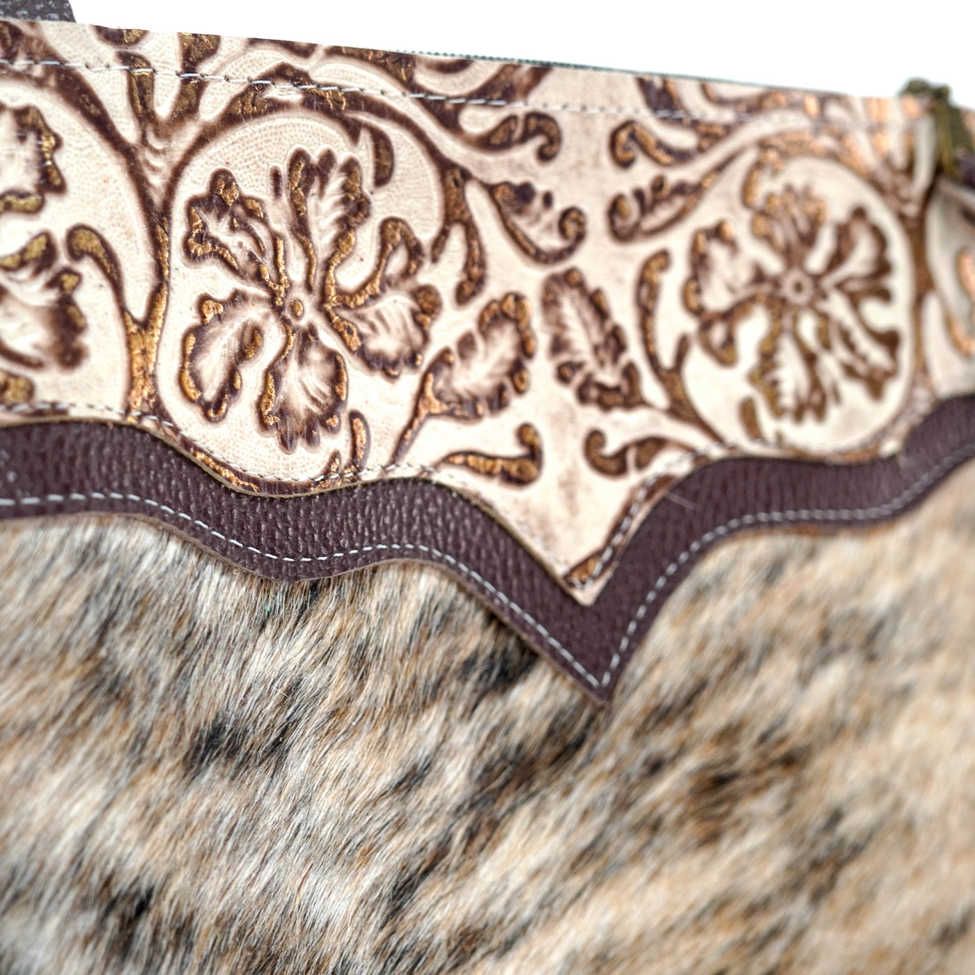Shania - Brindle w/ Gold Ivory tool-Shania-Western-Cowhide-Bags-Handmade-Products-Gifts-Dancing Cactus Designs