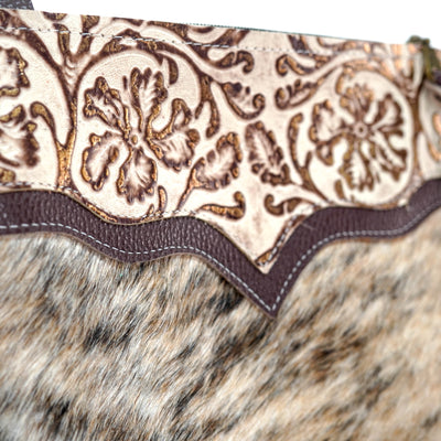Shania - Brindle w/ Gold Ivory tool-Shania-Western-Cowhide-Bags-Handmade-Products-Gifts-Dancing Cactus Designs