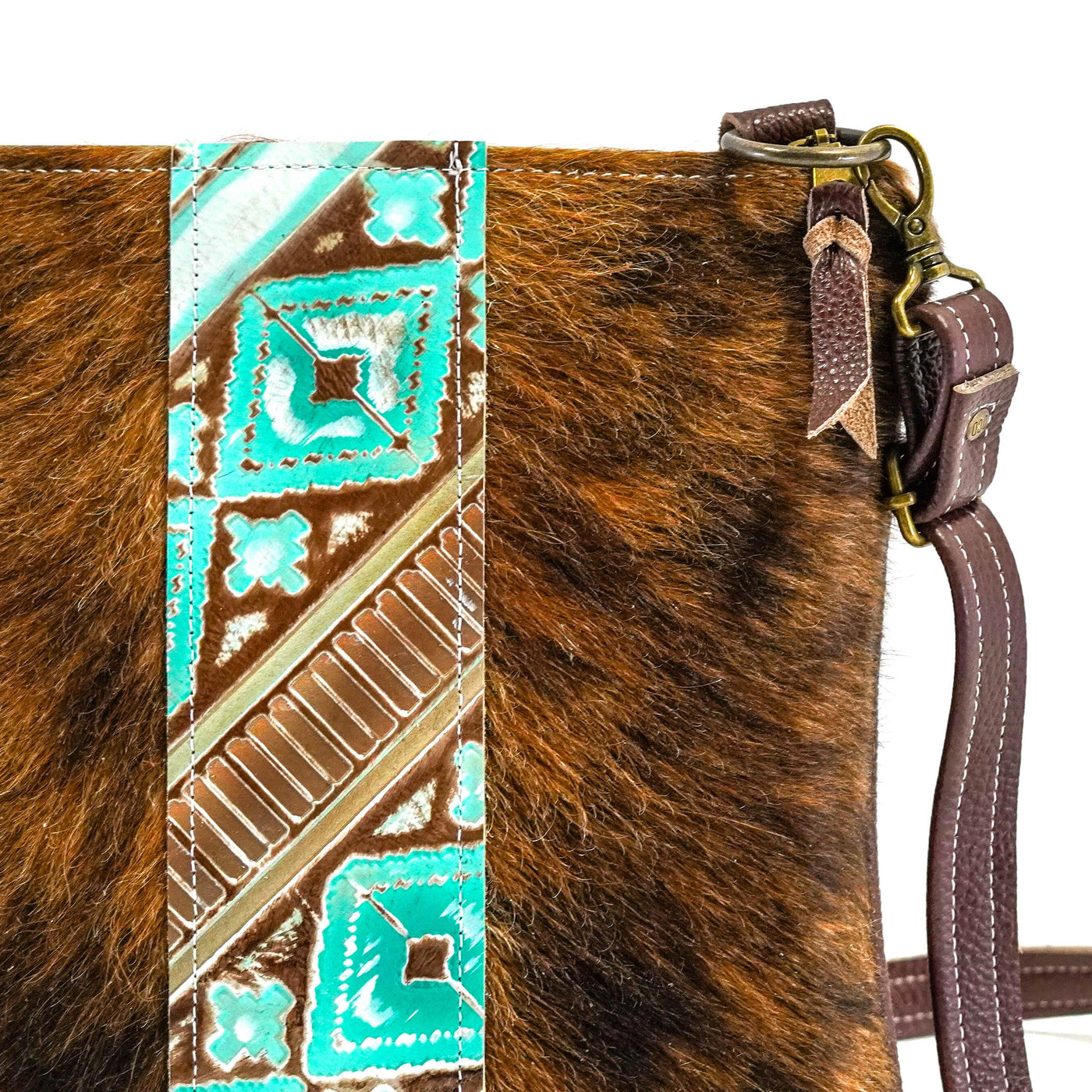 Shania - Dark Brindle w/ Bora Bora Navajo-Shania-Western-Cowhide-Bags-Handmade-Products-Gifts-Dancing Cactus Designs