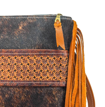 Shania - Dark Brindle w/ Braided Embossed-Shania-Western-Cowhide-Bags-Handmade-Products-Gifts-Dancing Cactus Designs