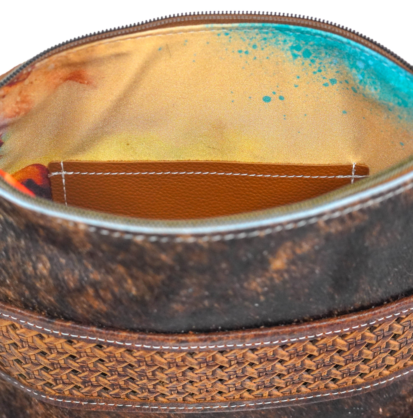 Shania - Dark Brindle w/ Braided Embossed-Shania-Western-Cowhide-Bags-Handmade-Products-Gifts-Dancing Cactus Designs