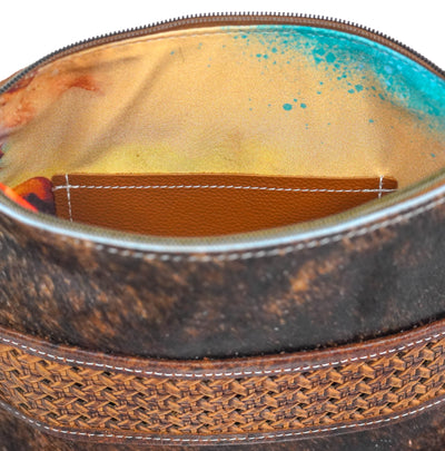 Shania - Dark Brindle w/ Braided Embossed-Shania-Western-Cowhide-Bags-Handmade-Products-Gifts-Dancing Cactus Designs